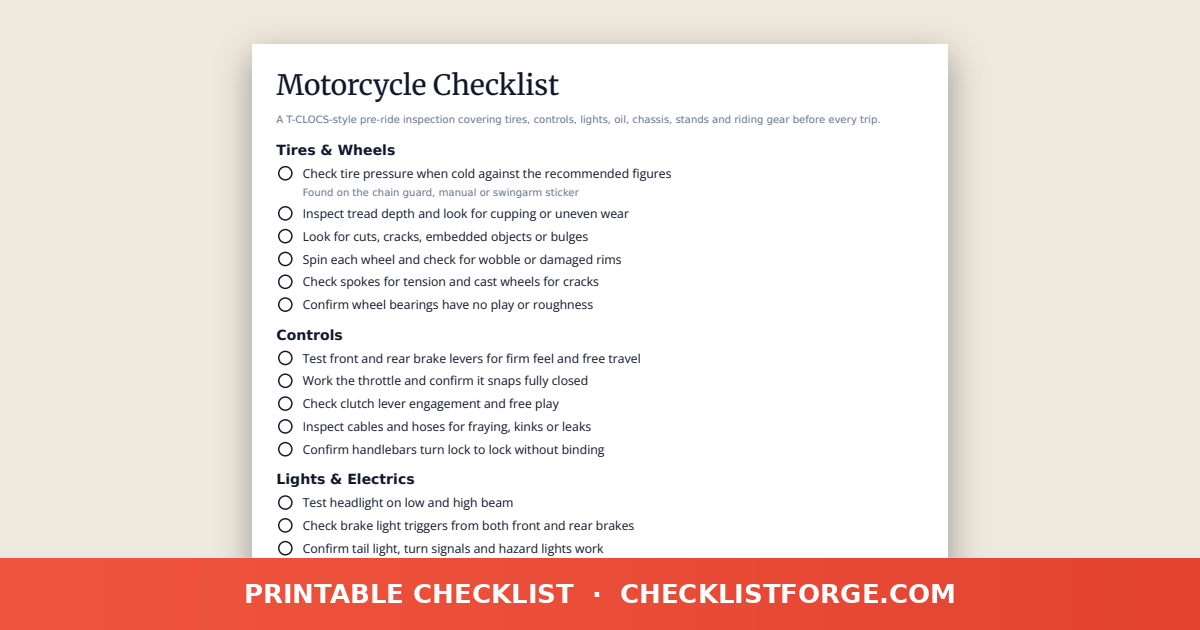 Motorcycle Checklist