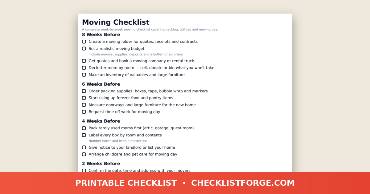 Moving Checklist