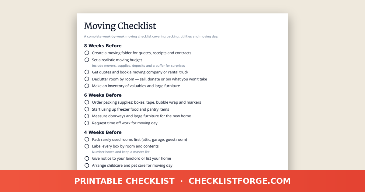 Moving Checklist