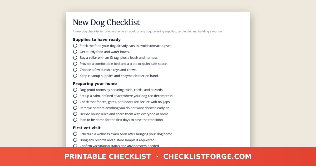 New Dog Checklist
