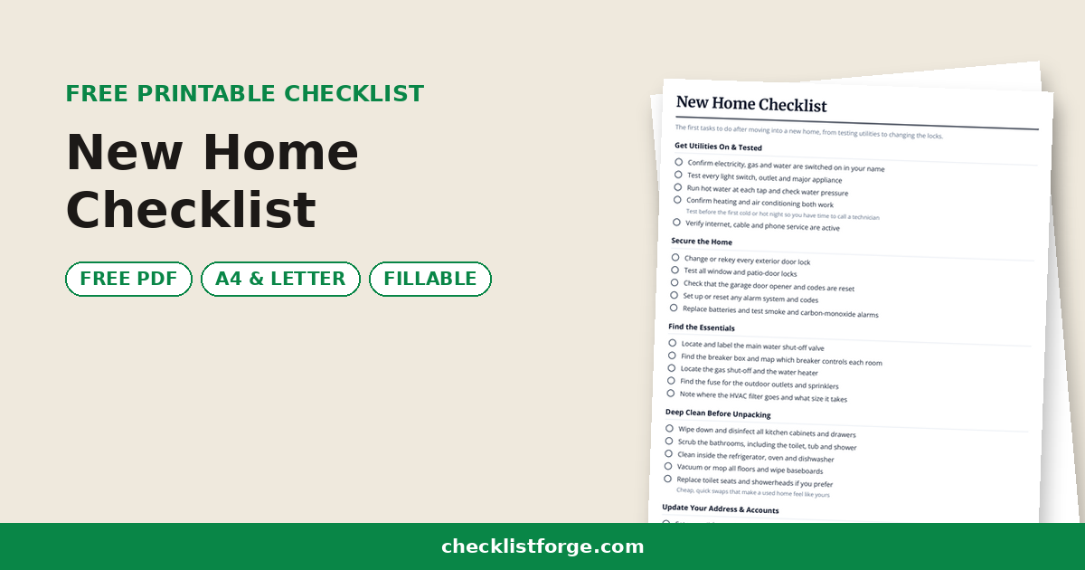 New Home Checklist