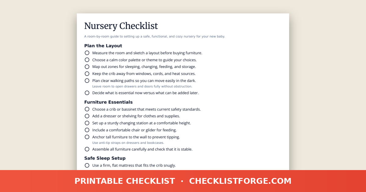 Nursery Checklist