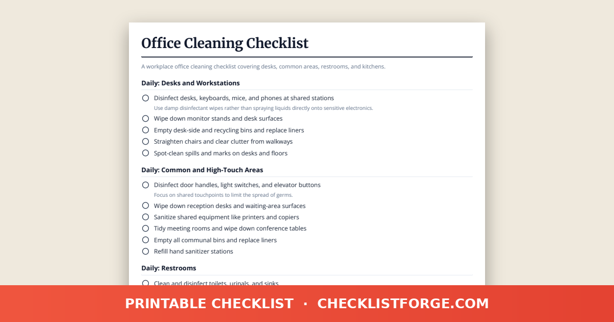 Office Cleaning Checklist