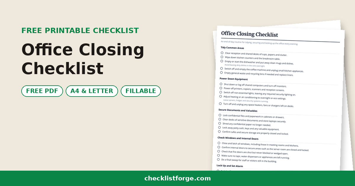 Office Closing Checklist