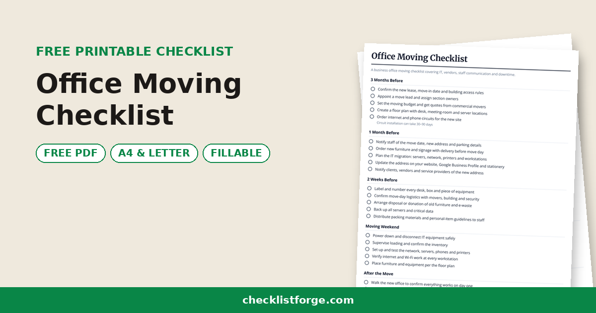 Office Moving Checklist