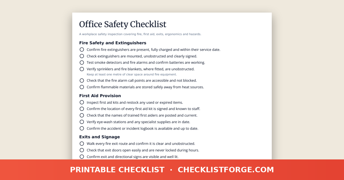 Office Safety Checklist