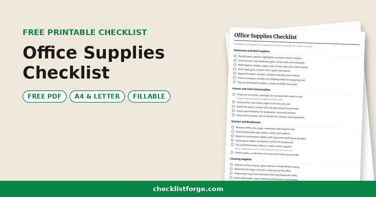 Office Supplies Checklist