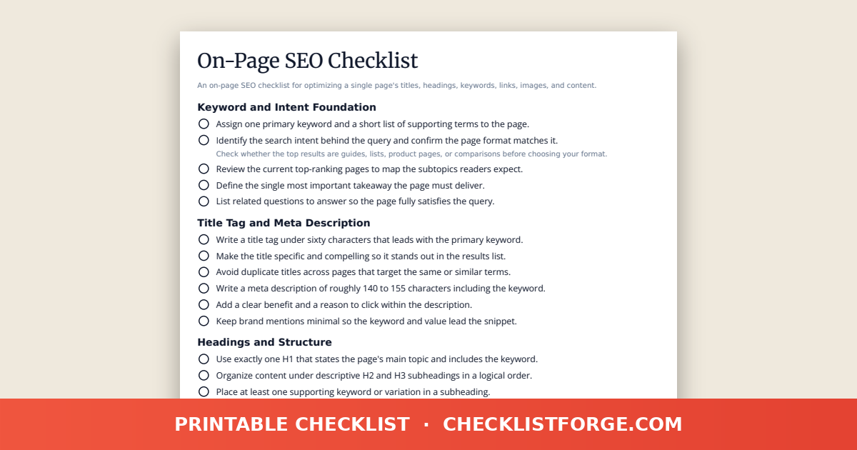 On-Page SEO Checklist