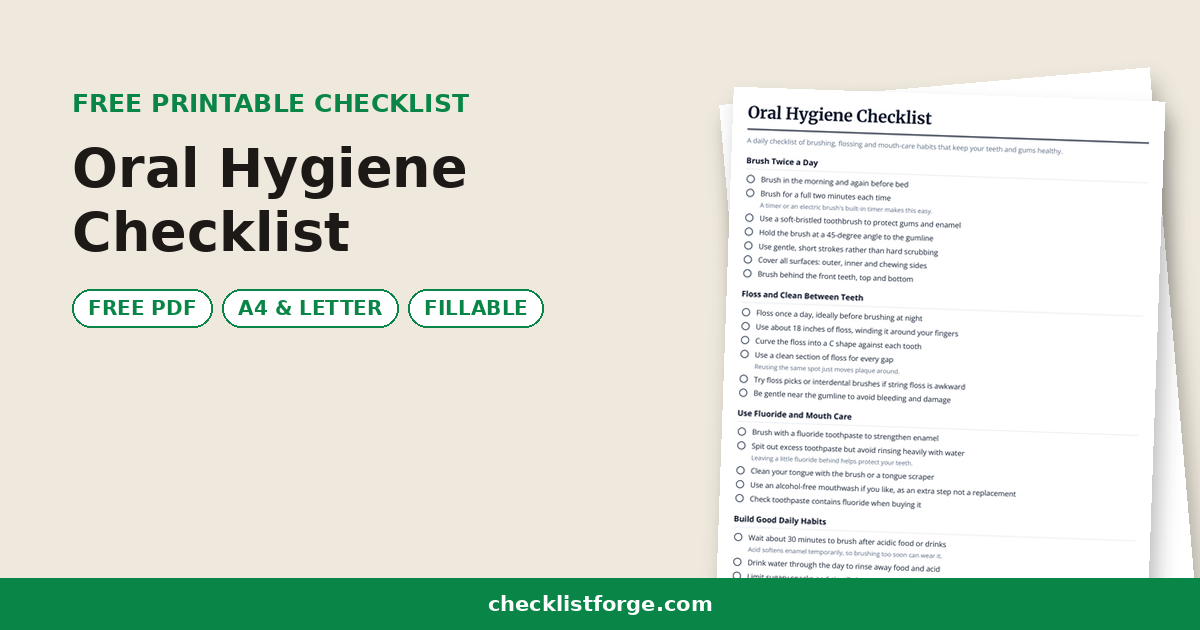 Oral Hygiene Checklist