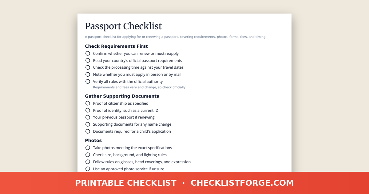 Passport Checklist