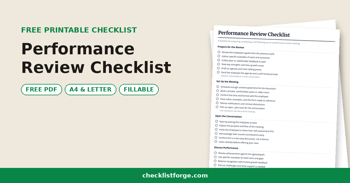 Performance Review Checklist