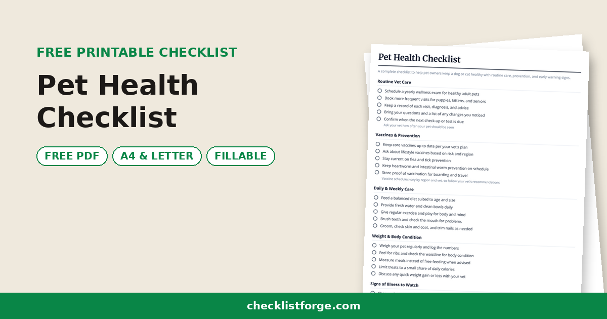 Pet Health Checklist