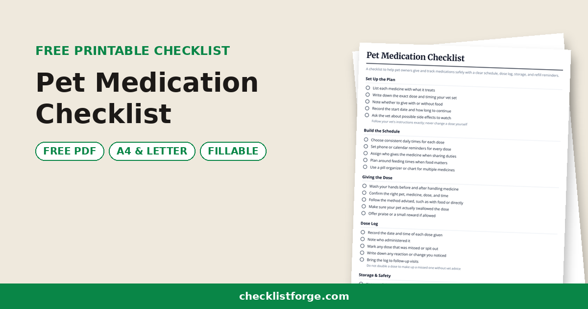 Pet Medication Checklist