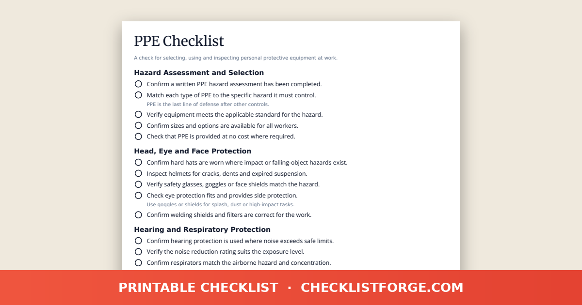 PPE Checklist
