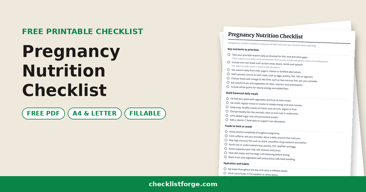 Pregnancy Nutrition Checklist