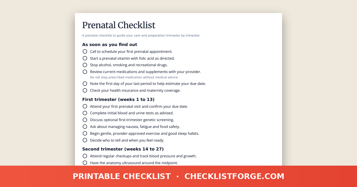 Prenatal Checklist