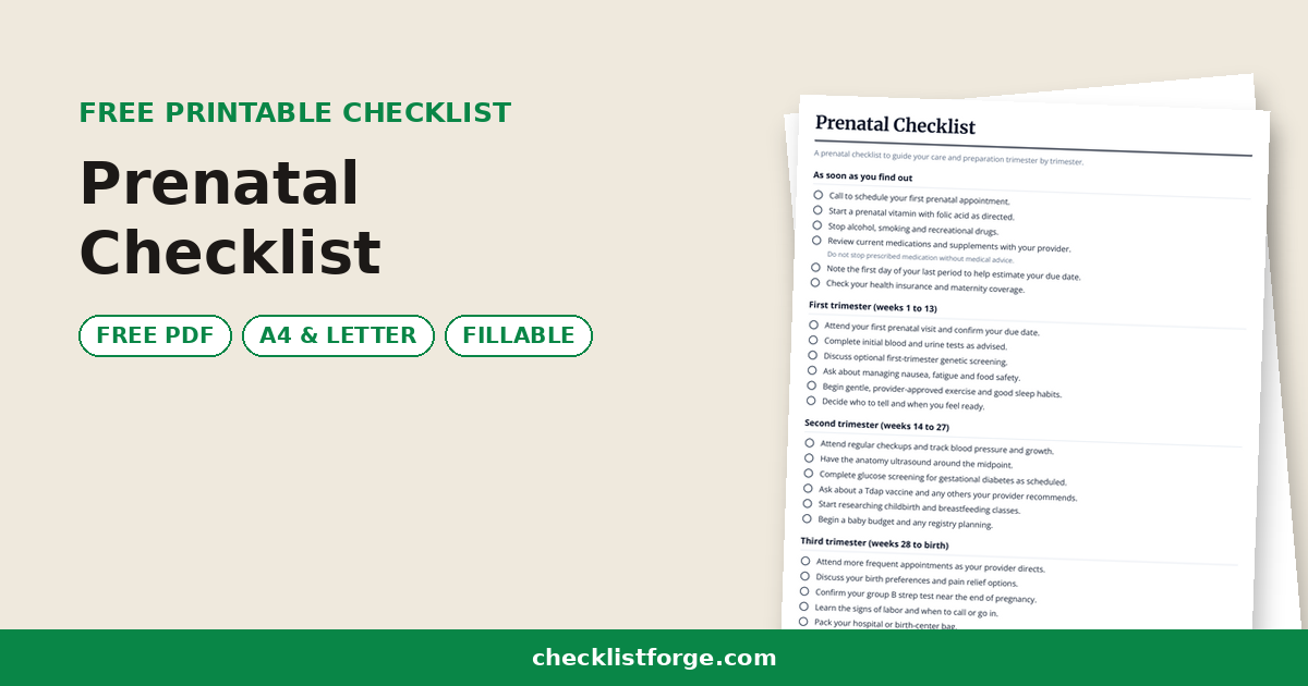 Prenatal Checklist