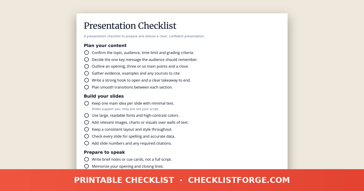 Presentation Checklist