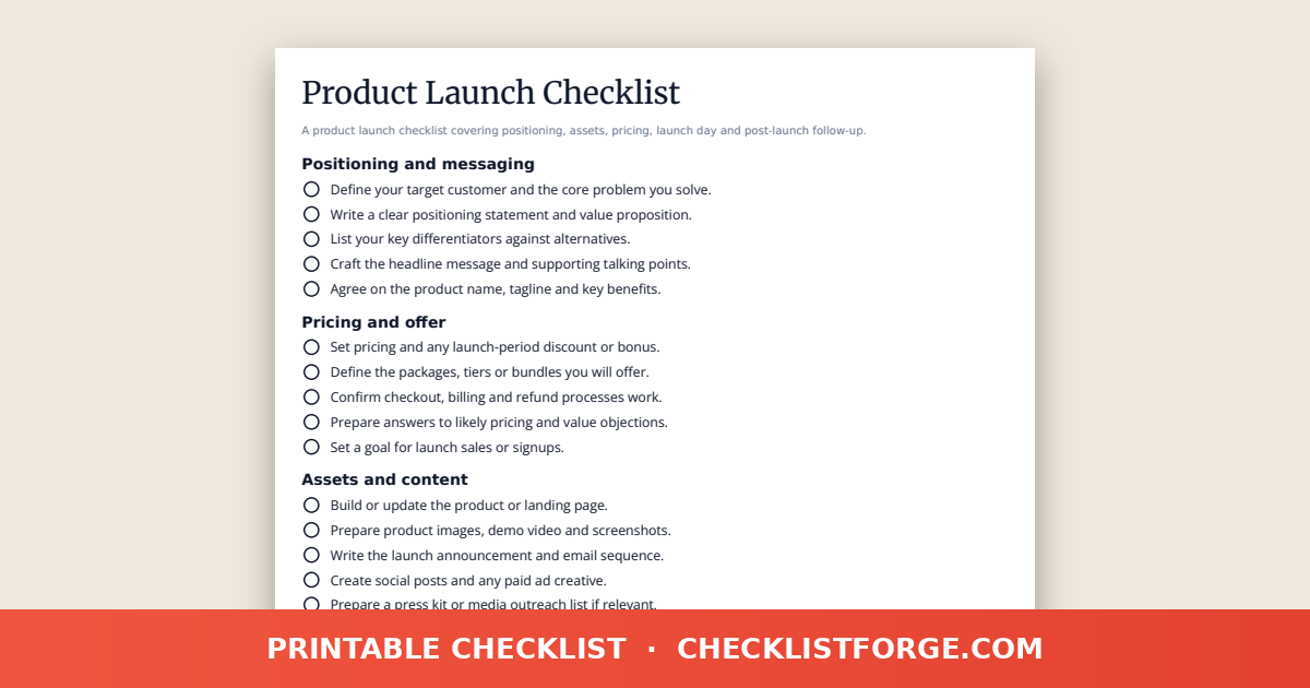 Product Launch Checklist