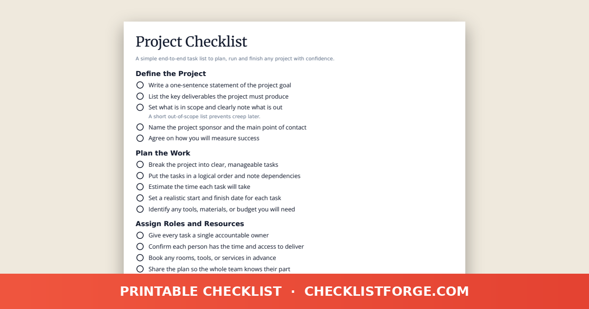Project Checklist