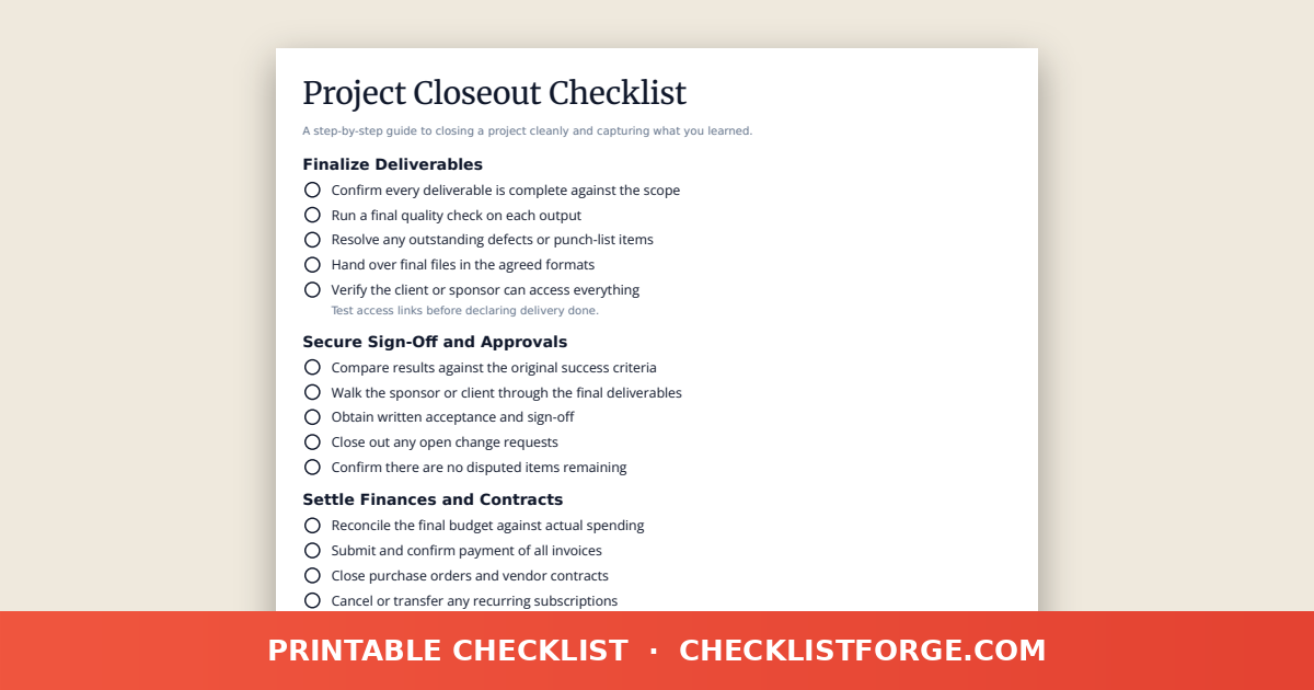Project Closeout Checklist