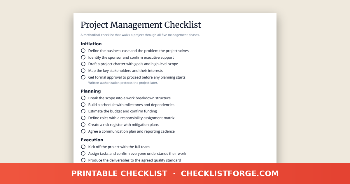 Project Management Checklist