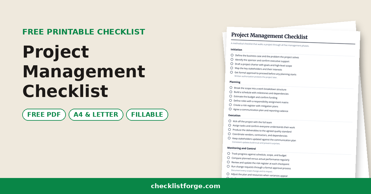 Project Management Checklist