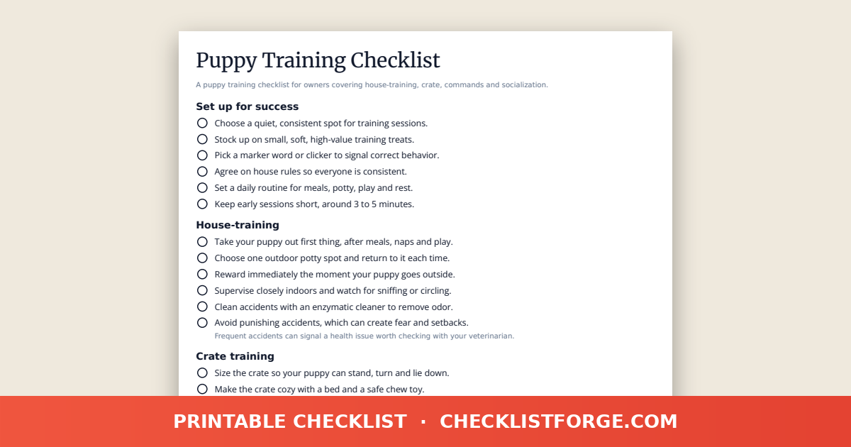 Puppy Training Checklist
