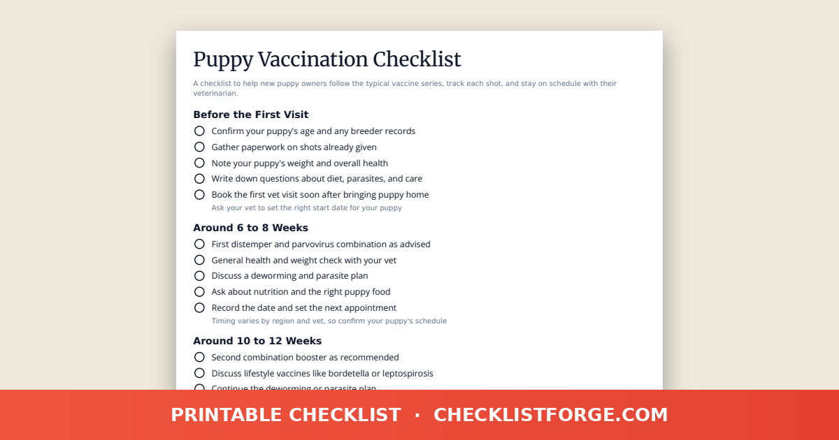 Puppy Vaccination Checklist