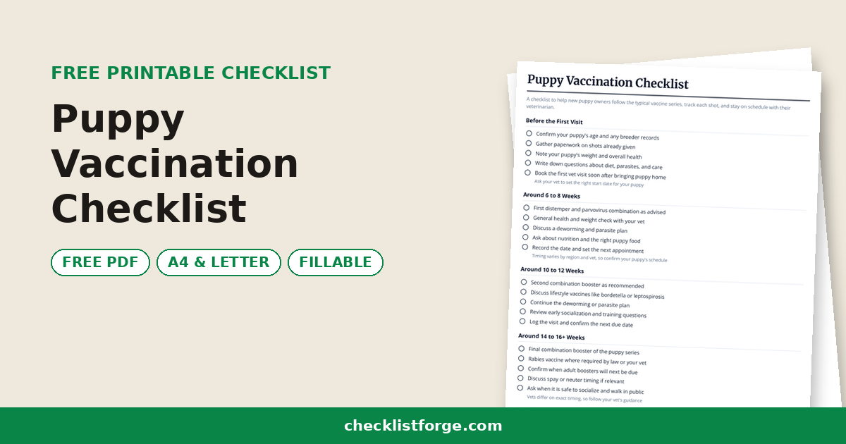 Puppy Vaccination Checklist