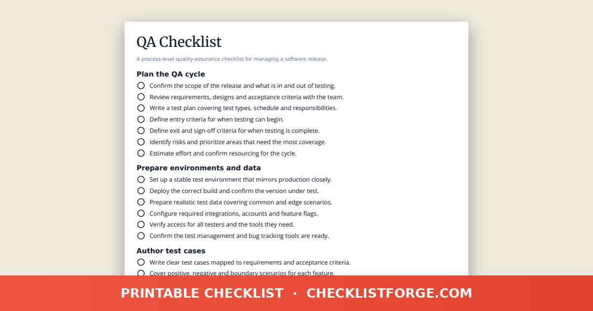 QA Checklist