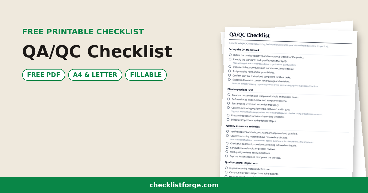 QA/QC Checklist
