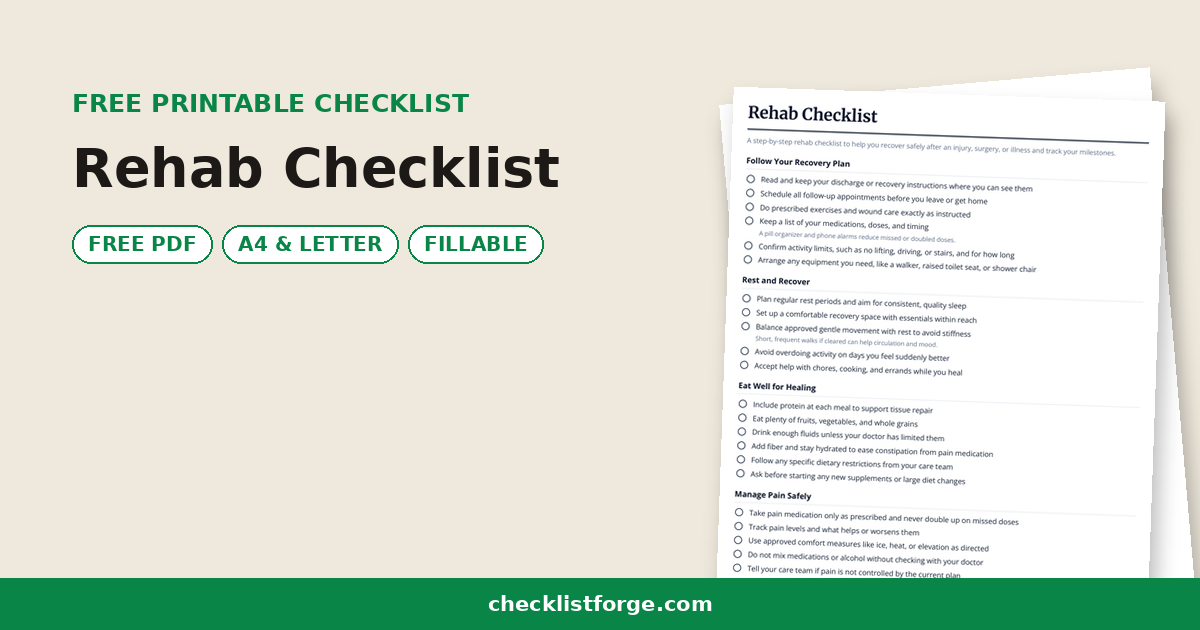 Rehab Checklist