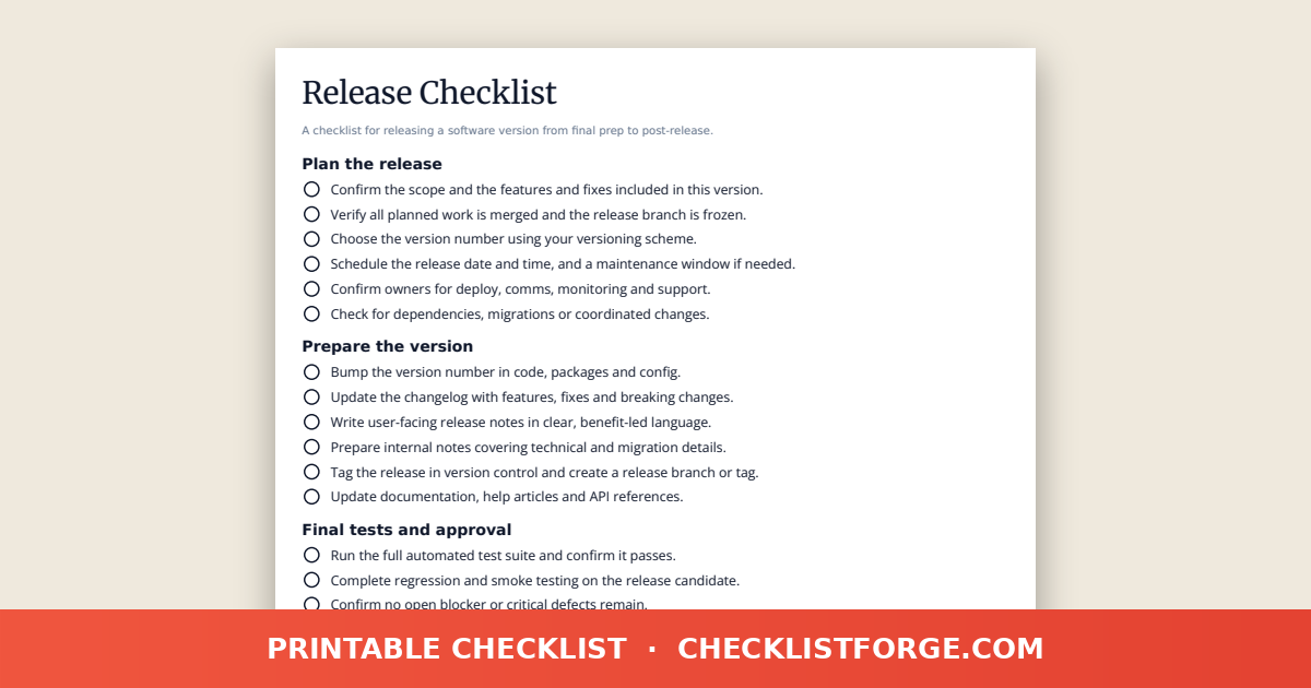 Release Checklist