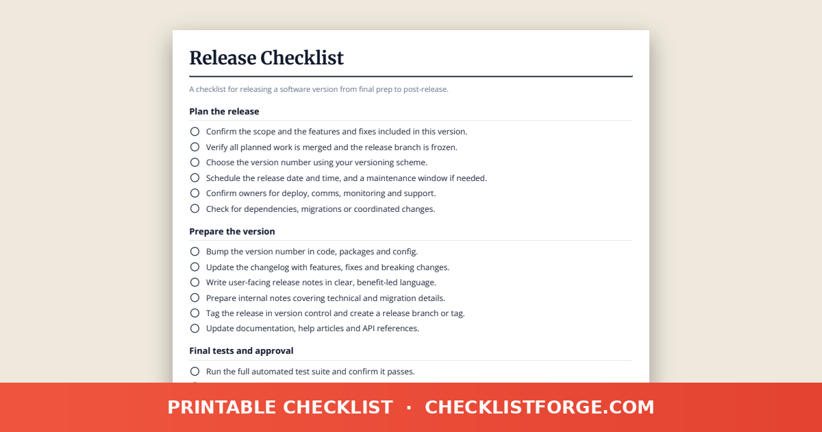 Release Checklist