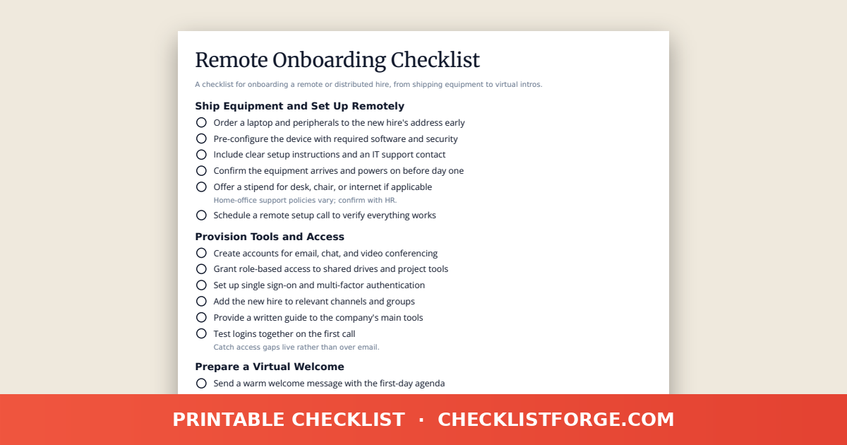 Remote Onboarding Checklist