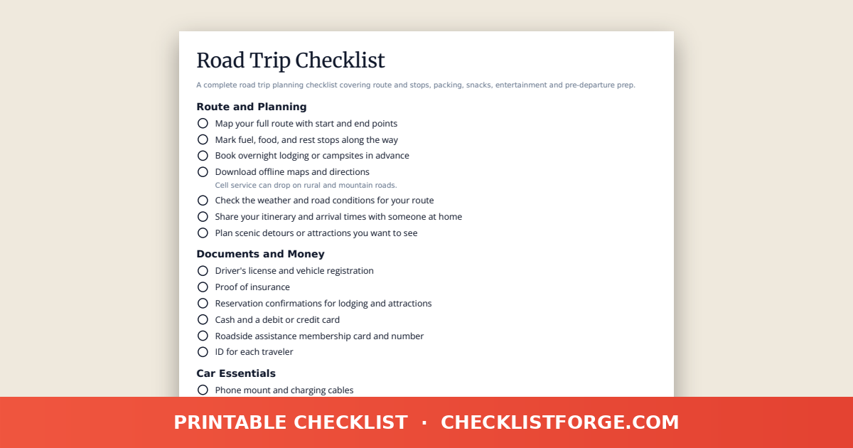 Road Trip Checklist