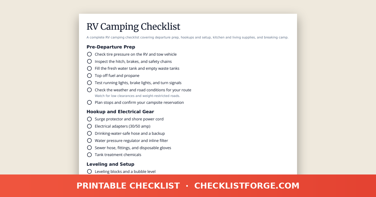 RV Camping Checklist