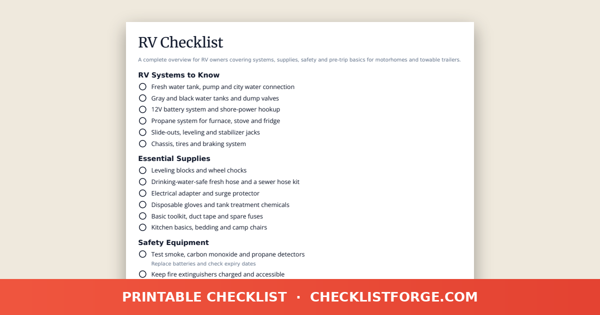 RV Checklist