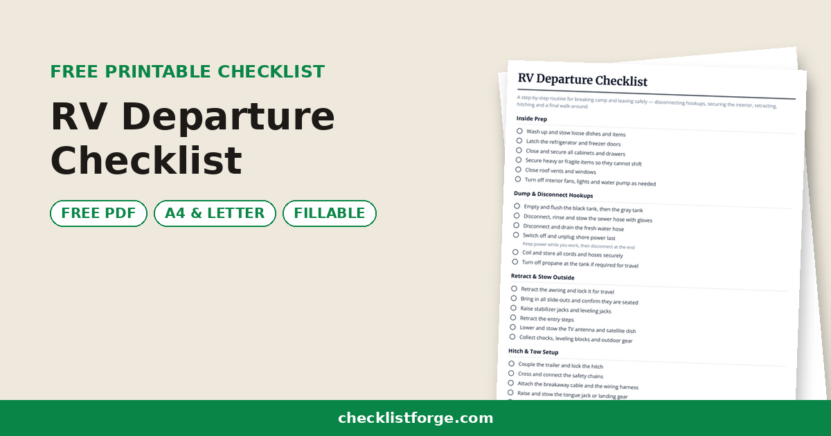 RV Departure Checklist
