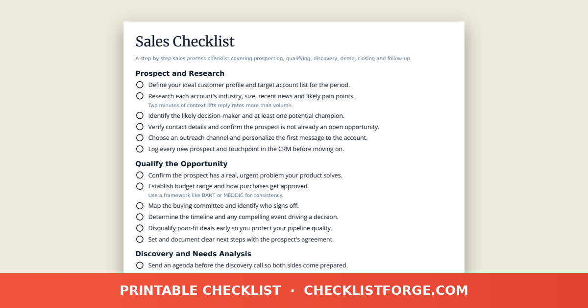 Sales Checklist
