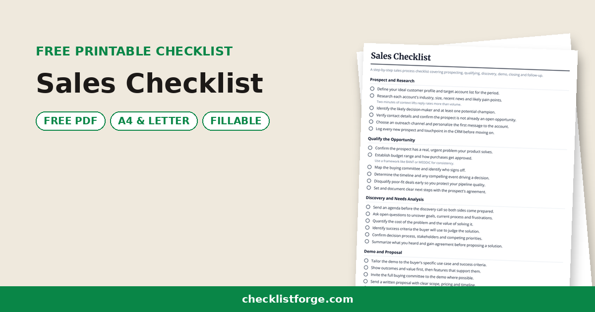 Sales Checklist