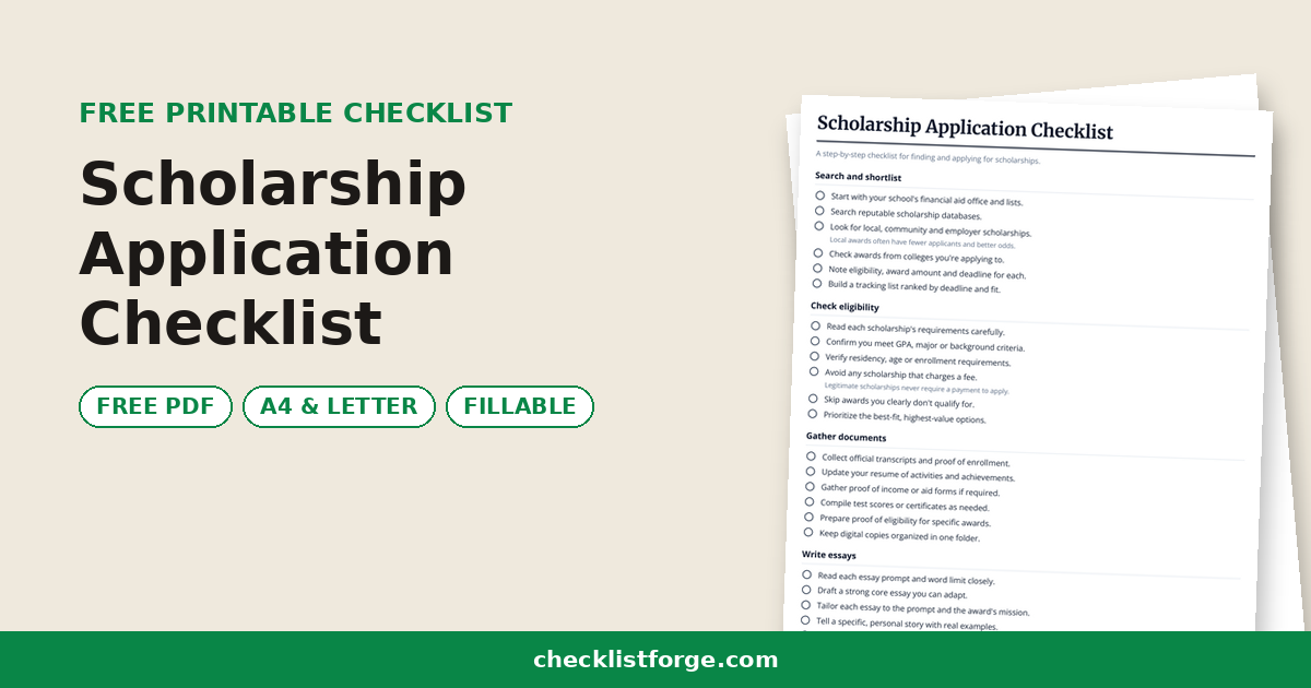 Scholarship Application Checklist