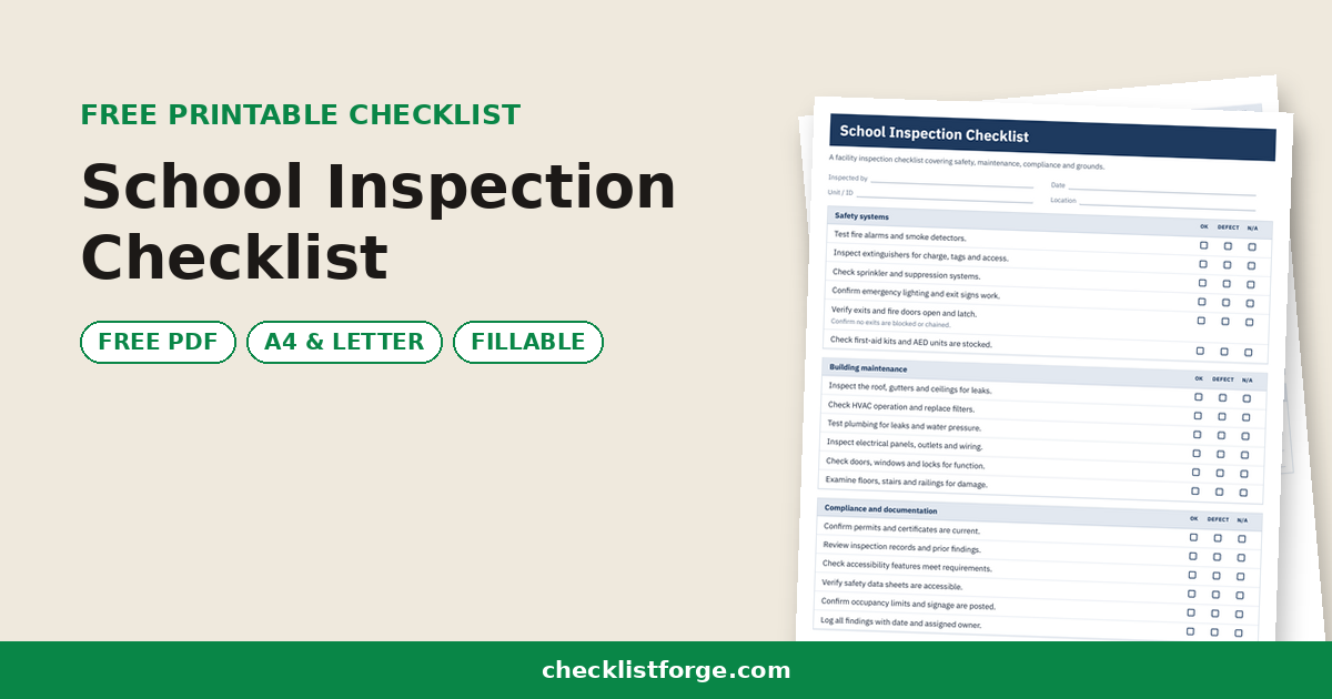School Inspection Checklist