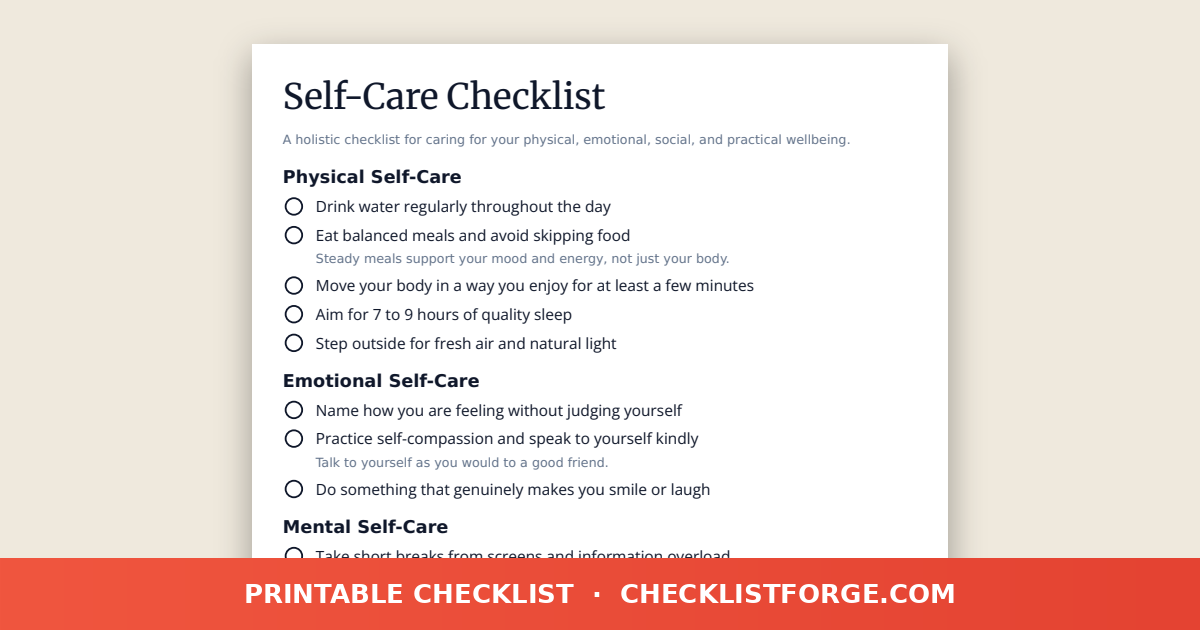 Self-Care Checklist