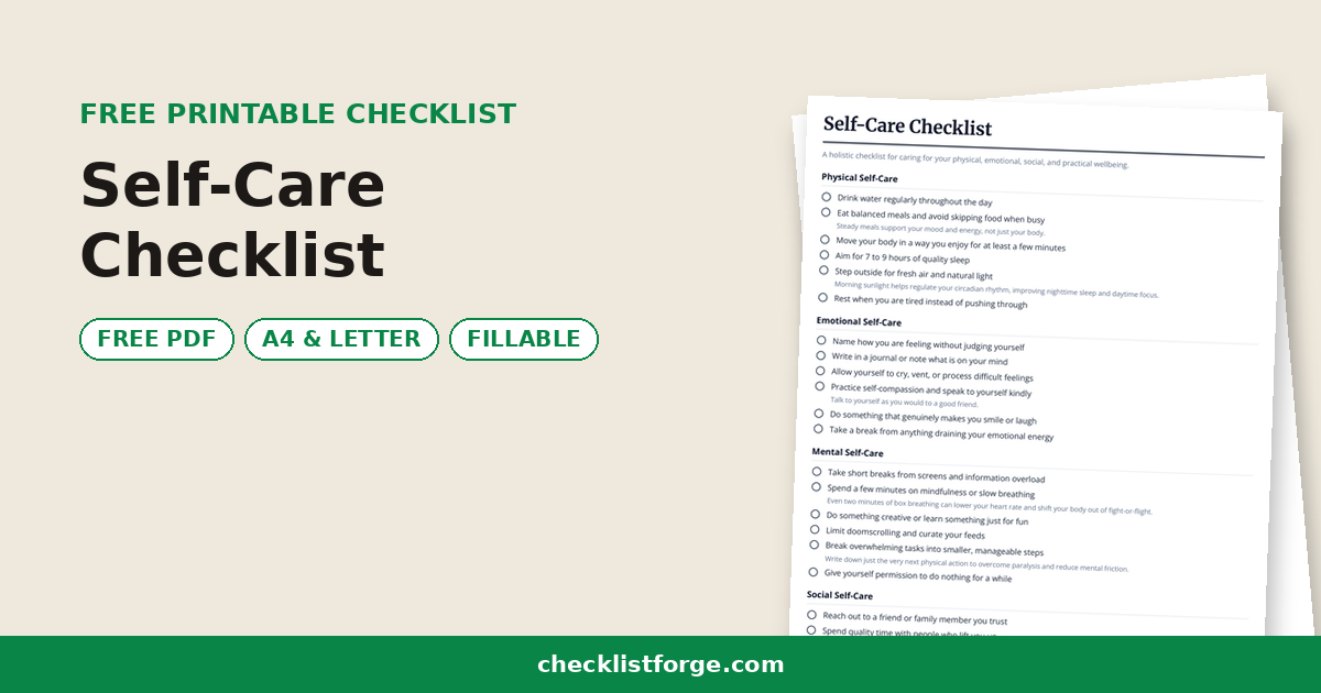 Self-Care Checklist