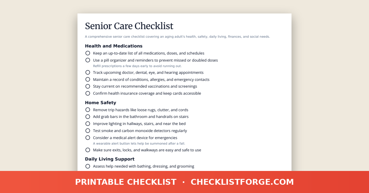 Senior Care Checklist