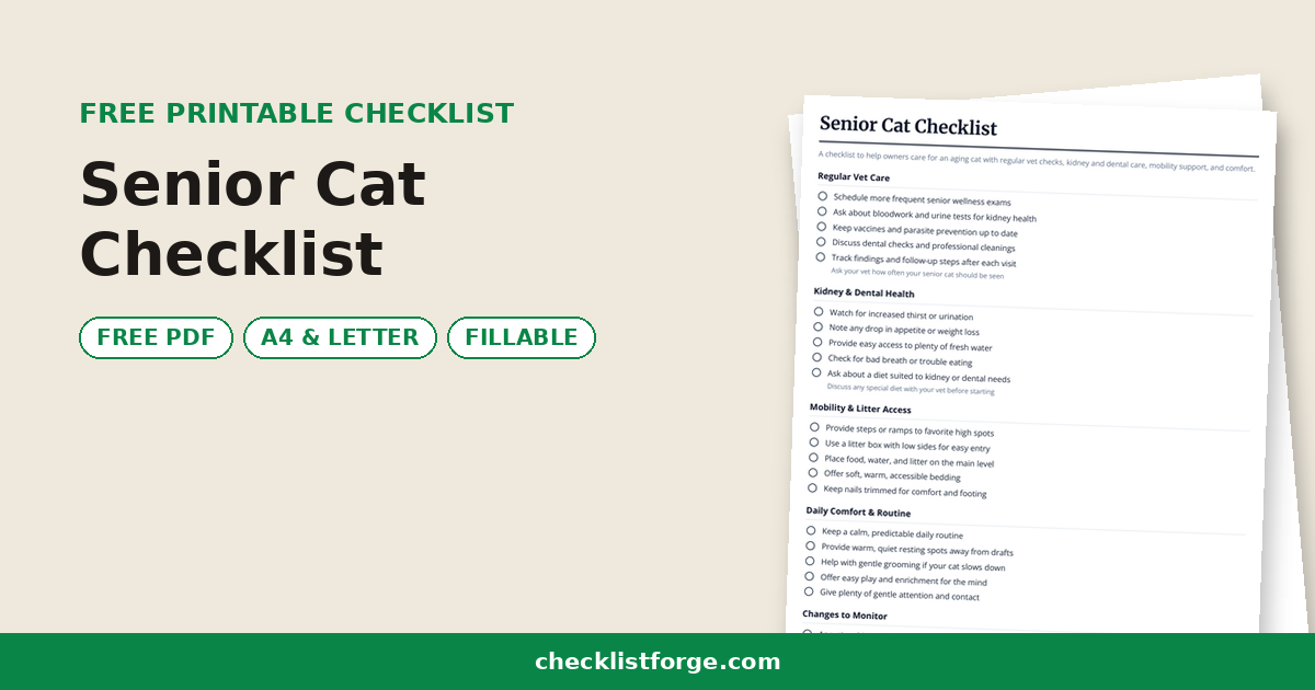 Senior Cat Checklist