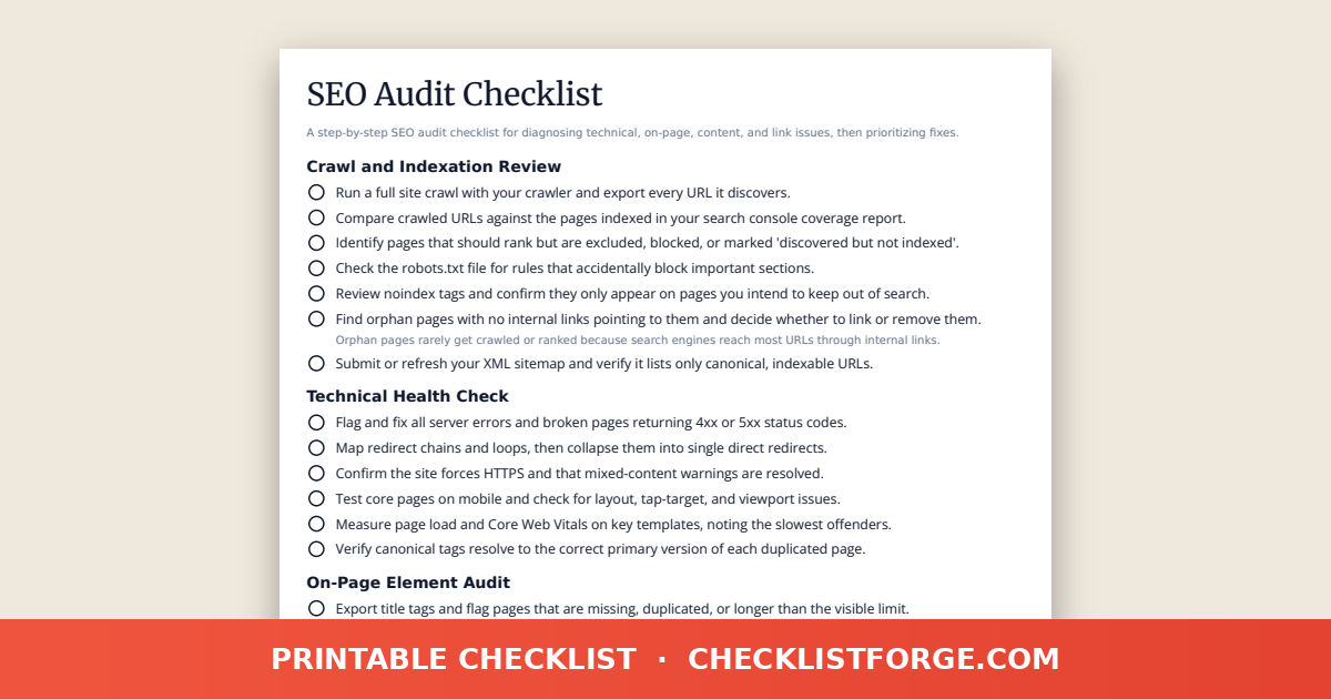 SEO Audit Checklist
