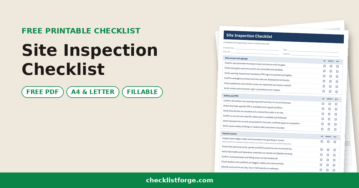 Site Inspection Checklist
